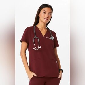 FIGS Scrub Top Burgundy